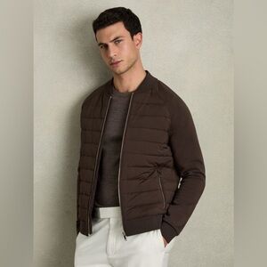 Reiss Men’s HYBRID QUILT RAGLAN-SLEEVE BOMBER JACKET